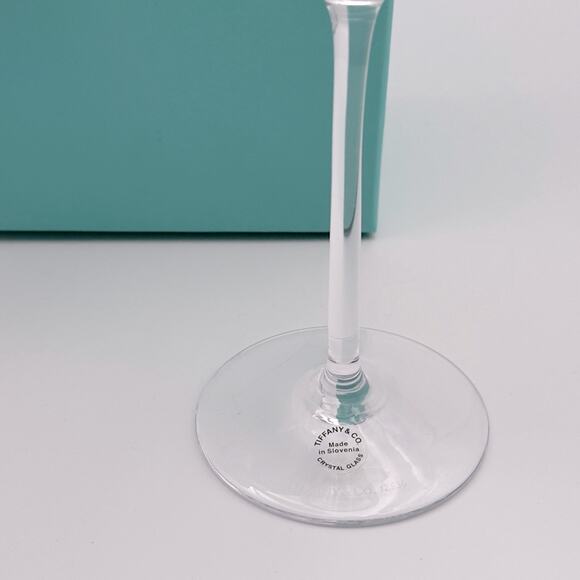 New Tiffany & Co. Diamond Point Champagne Flute Crystal Glass One W/ Box - Picture 6 of 10